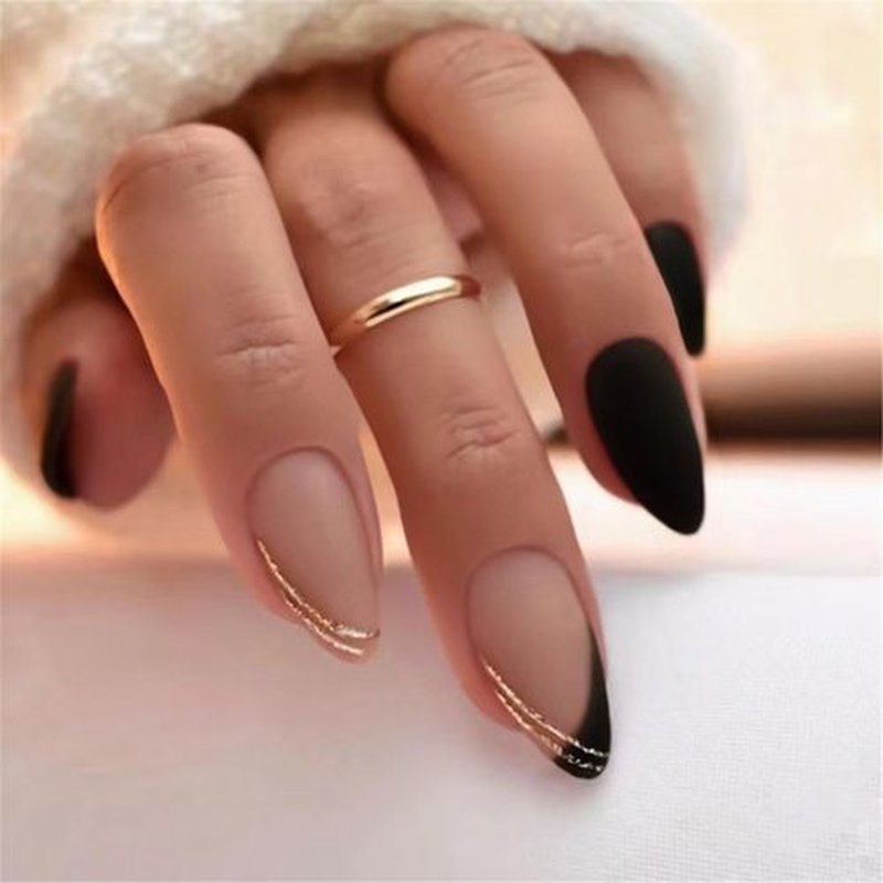 6 Packs (144 Pcs) Medium Press On Nails Almond, Short Fake Nails, French Tip, 24pcs in a Box