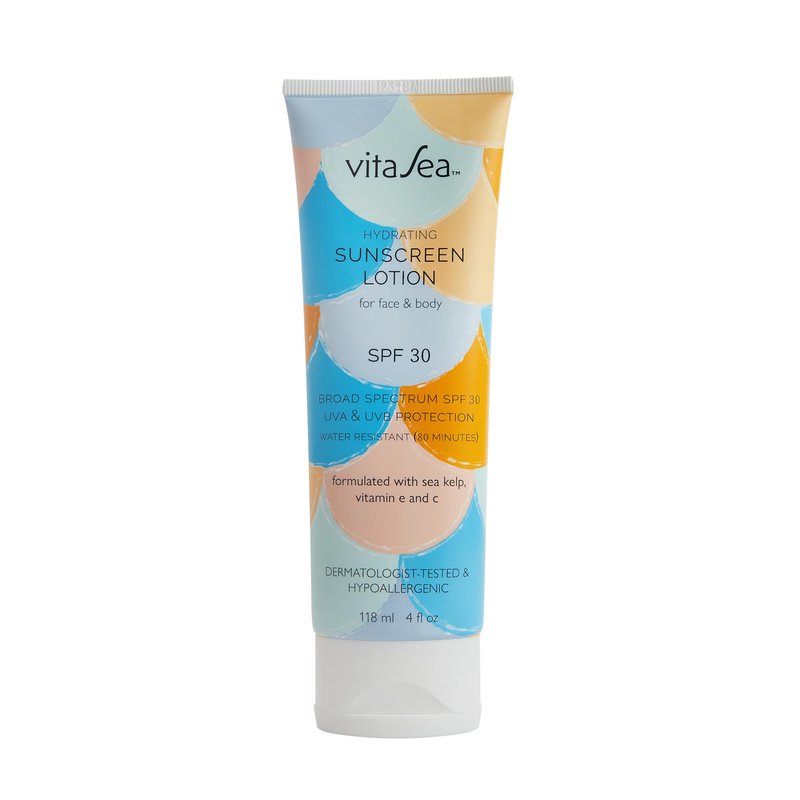 VitaSea Hydrating Sunscreen Lotion for Face and Body, Broad Spectrum Reef Friendly Sunscreen SPF 30, UVA & UVB Protection, Formulated with Sea Kelp, Vitamin E & C, 4 Fl Oz