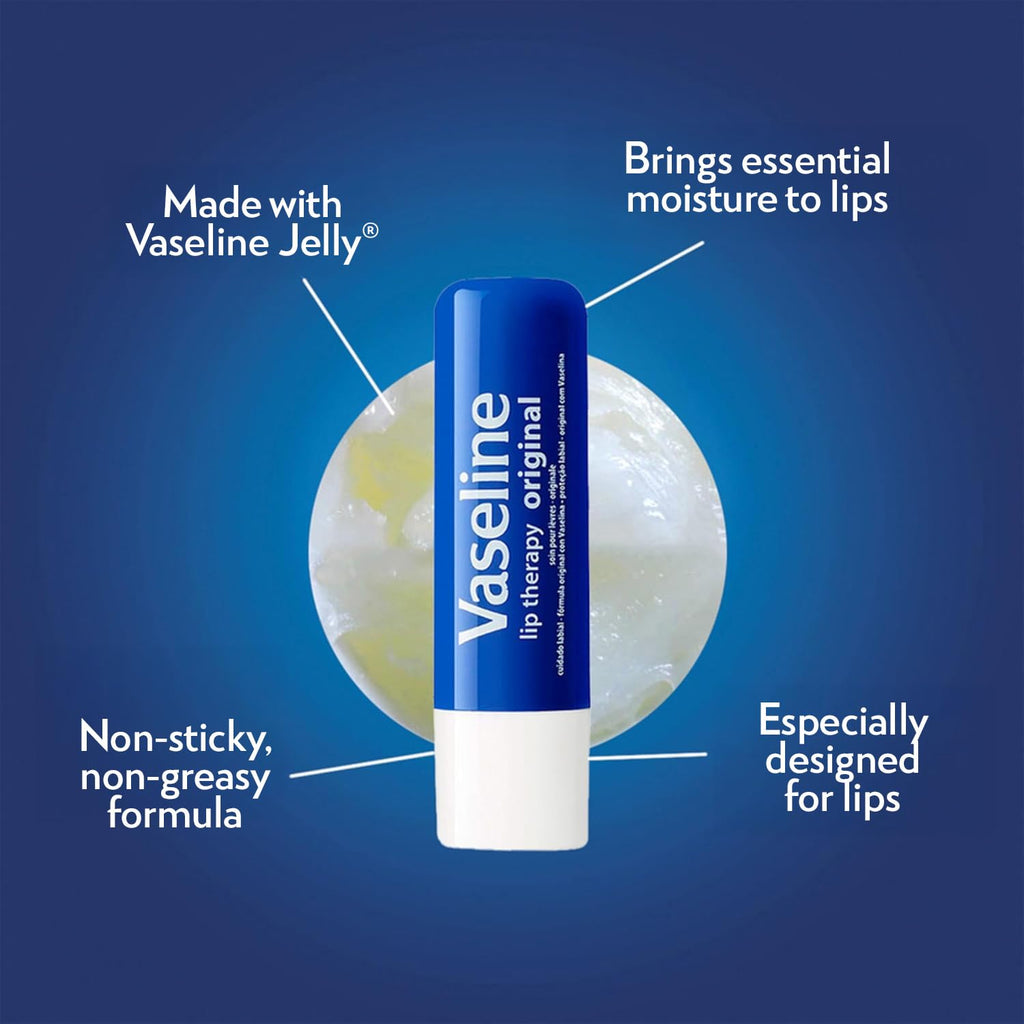 Vaseline Lip Therapy Original 12-Pack – Lip Moisturizer for Dry, Cracked Lips, 0.16 Oz Ea