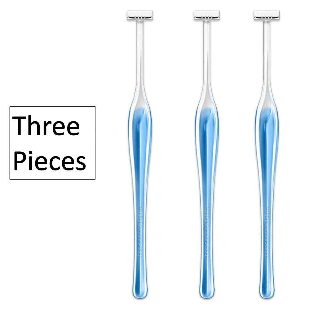 Munyee Hua 3Pcs Manual Razor Trimmer, T-Shaped Mini Hair Removal for Bikini Line Eyebrows Face Beard Precision Grooming with Skin-Friendly Design Reusable Personal Care Tool for Women Men(3 T Trimmer)