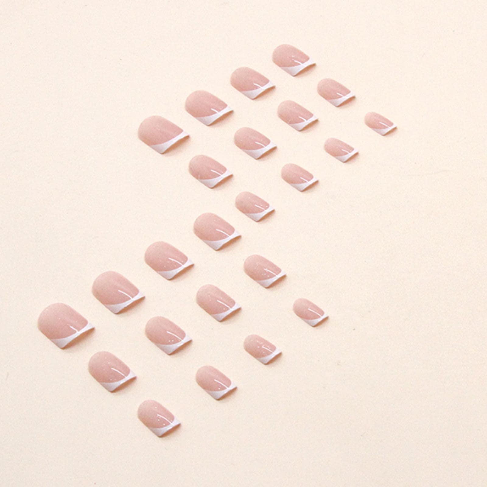 YoYoee Square Press on Nails French White Fake Nails Short False Nails Acrylics Full Cover Cute Stick on Nails for Women and Girls 24PCS