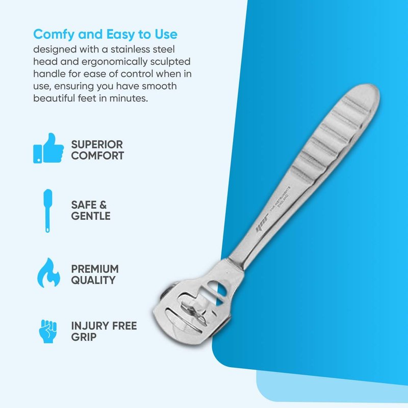 YNR Stainless Steel Foot Scraper & Callus Shaver for Feet, Pedicure Hard Skin Remover Tool with Callus Shaver Blades, Foot File for Callused Feet & Smooth Heels