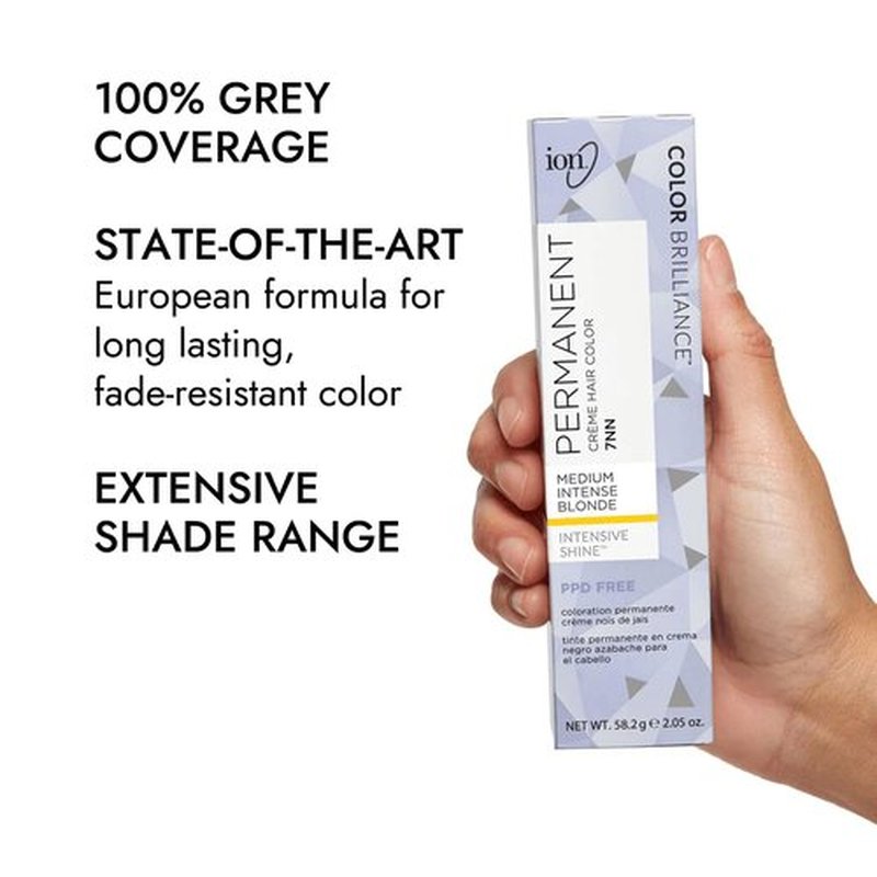 Ion Medium Intense Blonde Hair Color - 100% Gray Coverage, Vegan & Cruelty-Free, 2.05 Oz