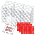 30Boxes Large (8 x 8cm) Press On Nail Packaging Storage Box and 90pcs Adhesive Tabs - Acrylic Organizer Case for Artificial Nail for Nail Business Supplies (clear, L)