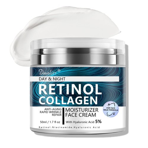 Collagen Retinol Cream for Face Unscented with Hyaluronic Acid Day & Night Moisturizer Face Cream Skin Tightening Cream for Face & Neck Cream Lifting & Recovery Rapid Wrinkles Repair 1.7 Oz