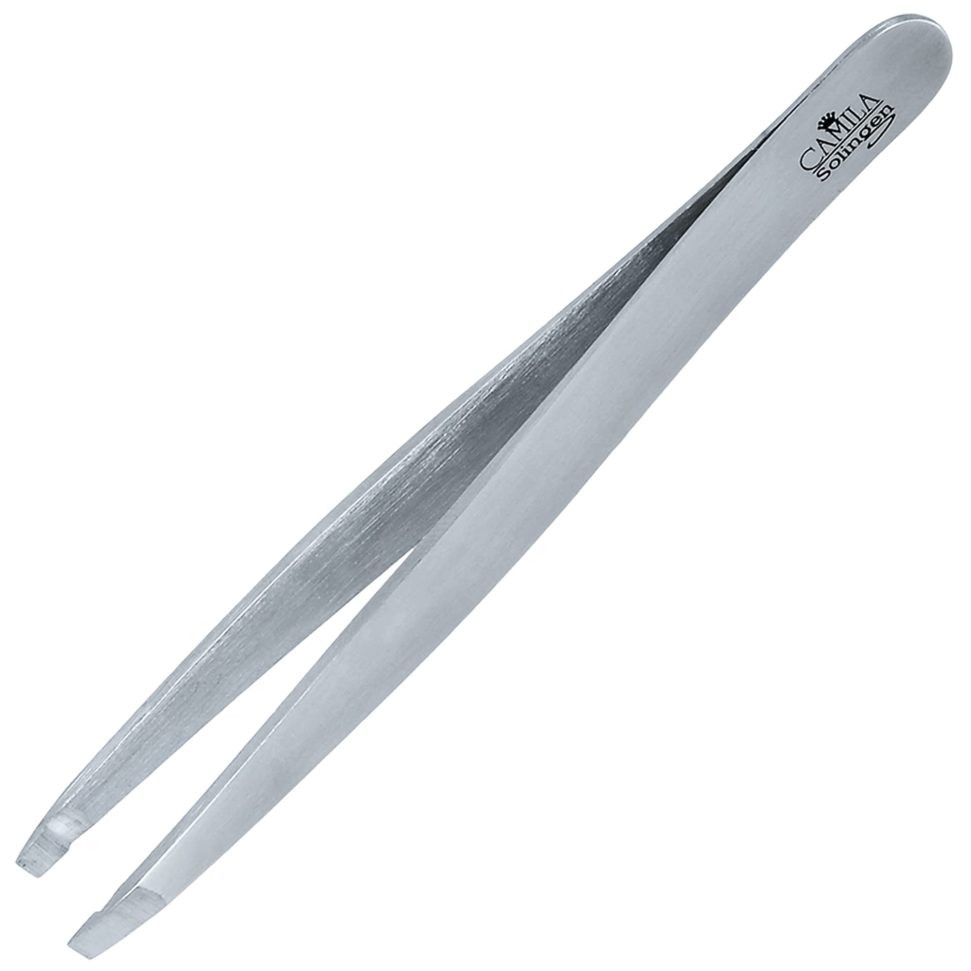 Camila Solingen CS26 4" Professional Surgical Grade Stainless Steel Precision Tip Eyebrow Tweezers for Facial Hair Shaping & Removal. Beauty Tool for Men/Women. Made in Solingen Germany (Straight)