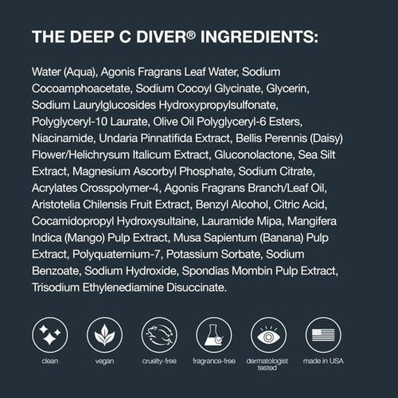 SKIN AT WORK Deep C Diver Vitamin C Cleanser - 6-in-1 Glow Face Wash with Niacinamide & Algae - Daily Treatment Cleanser & Weekly Mask, (100 ml, 3.4 oz).
