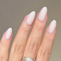 Fomkrio Solid Pink Shimmer Short Press On Nails Almond Acrylic Daily Minimalism Spring Summer Fake False Nails for Women Girls, 15 Sizes - 30Pcs Manicure Nail Kit