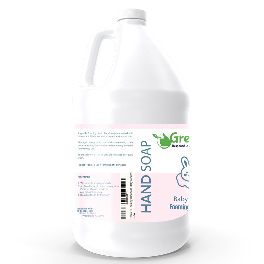 GreenFist Foaming Hand Soap Refills Baby Powder Scent Jug Foam Refill Made in USA, 128 ounce (1 Gallon)