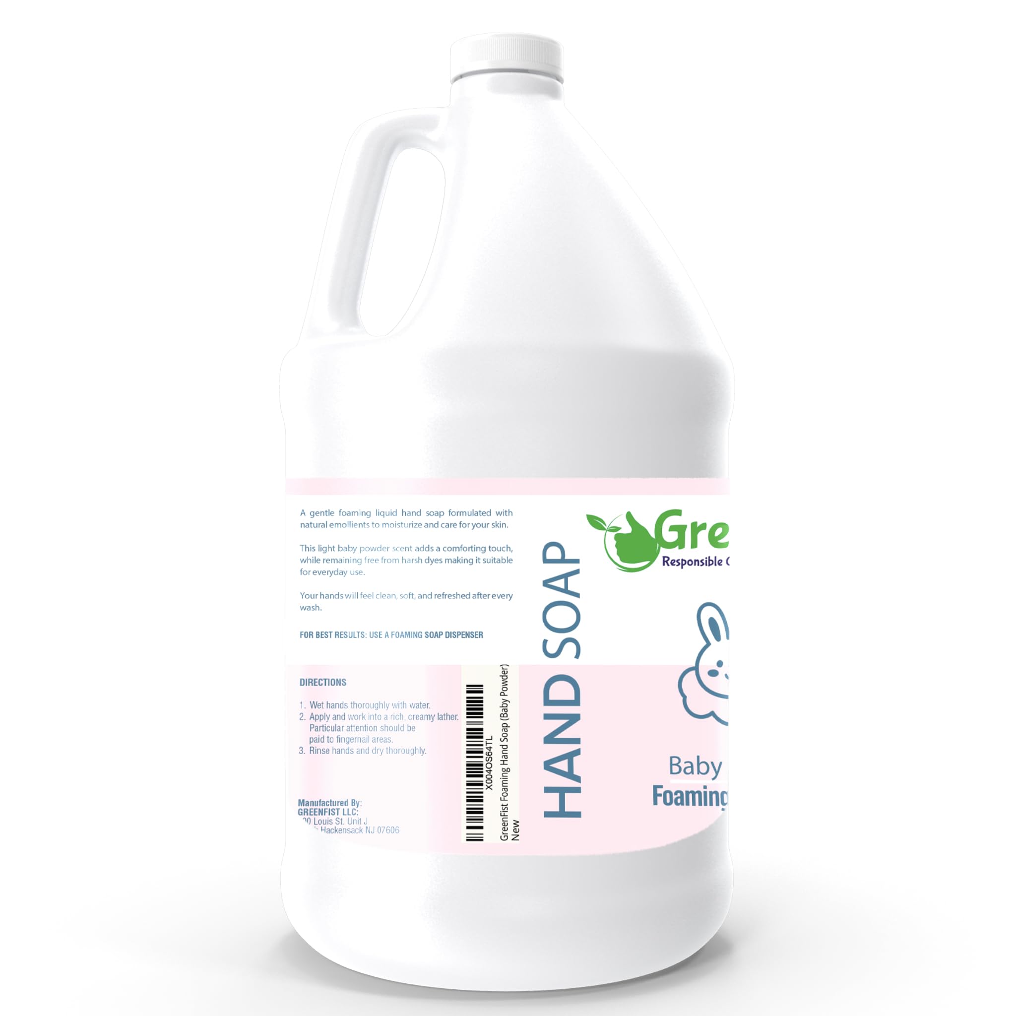 GreenFist Foaming Hand Soap Refills Baby Powder Scent Jug Foam Refill Made in USA, 128 ounce (1 Gallon)