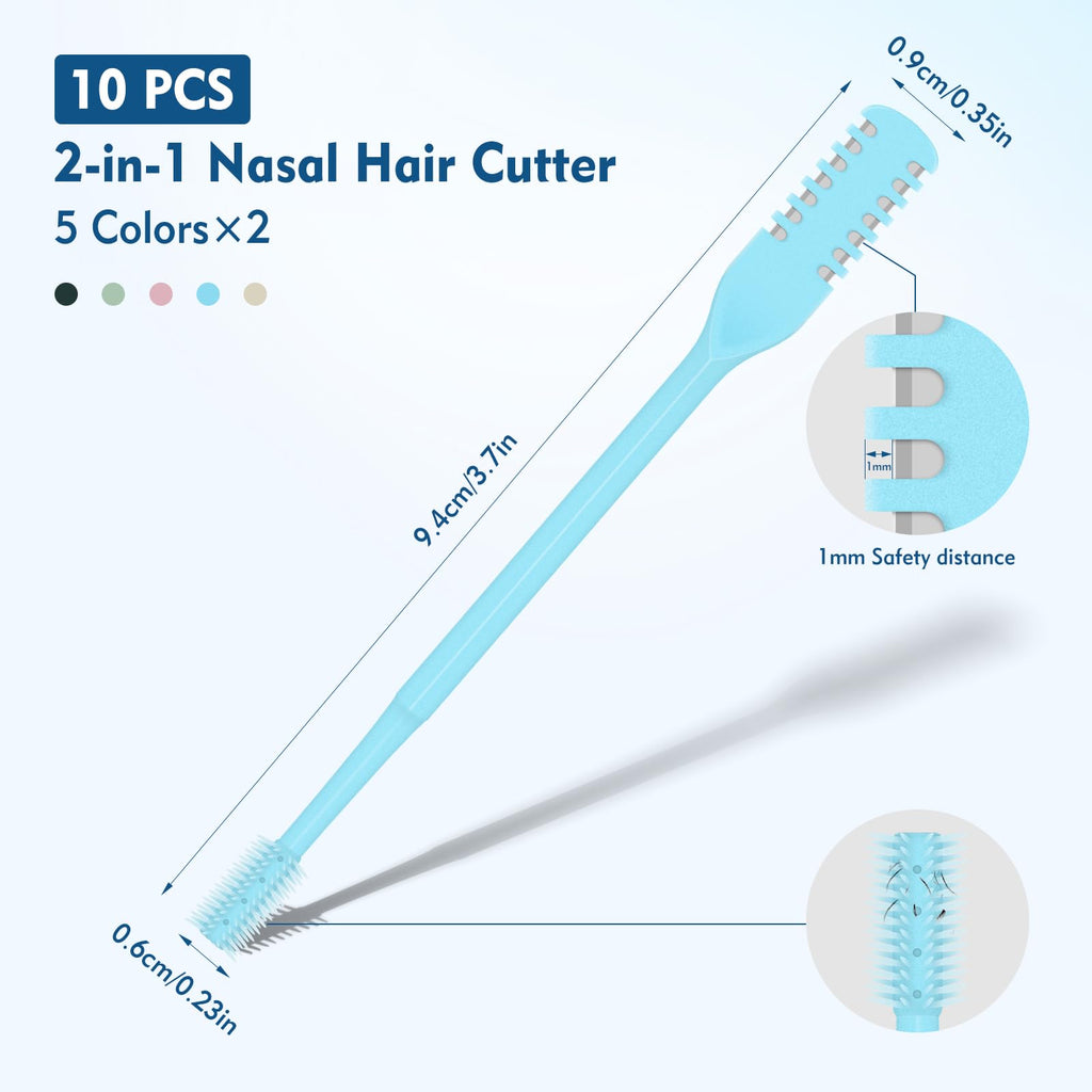 CNTVO 10 Pcs Nasal Hair Cutter, 2-in-1 Double Sided Nose Hair Trimmer, 360° Rotating Manual Nose Hair Trimmer for Men and Women, Portable Professional Nasal Remover for Home Travel Essentials
