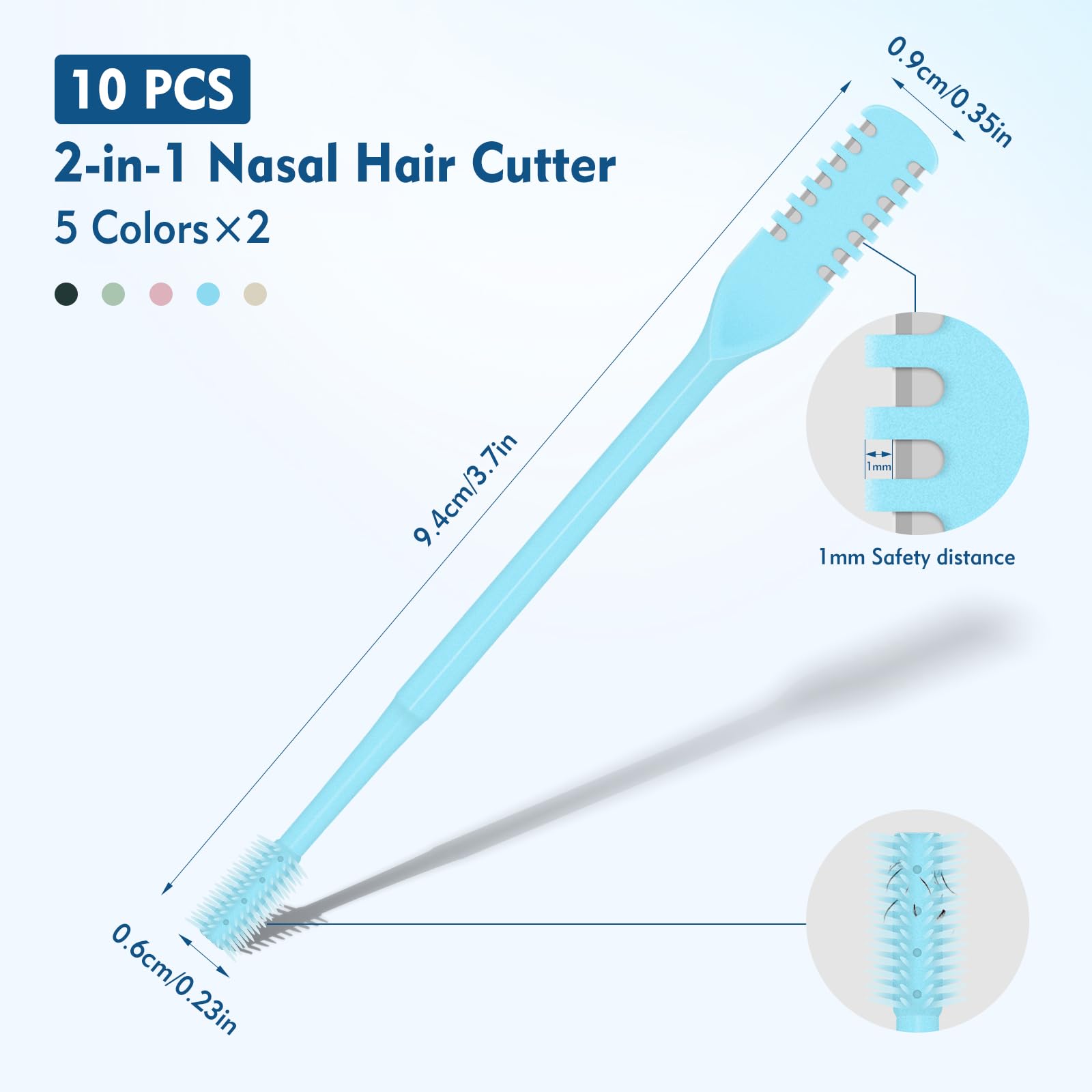 CNTVO 10 Pcs Nasal Hair Cutter, 2-in-1 Double Sided Nose Hair Trimmer, 360° Rotating Manual Nose Hair Trimmer for Men and Women, Portable Professional Nasal Remover for Home Travel Essentials
