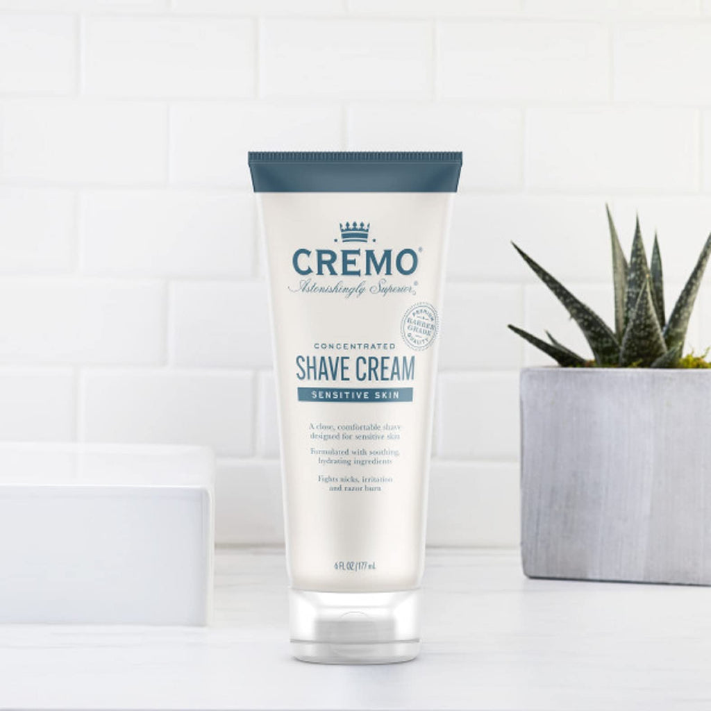 Cremo Sensitive Shave Cream (2 Pack), Astonishingly Superior Ultra-Slick Shaving Cream for Men, Fights Nicks, Cuts And Razor Burn, 6 Fl Oz