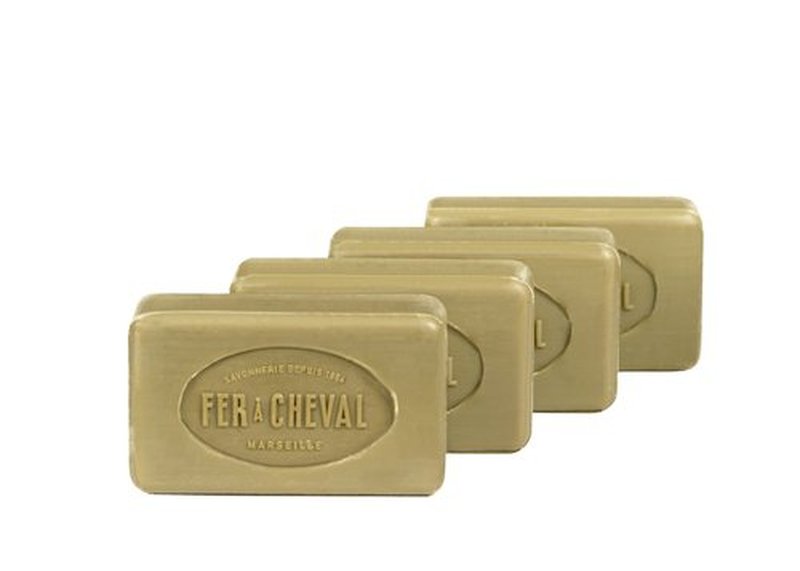 Fer à Cheval Pure Olive Toilet Marseille Soap Bar - Authentic Savon De Marseille, Natural and Hypoallergenic French Olive Oil Soap (4x100 g/3.53 oz)