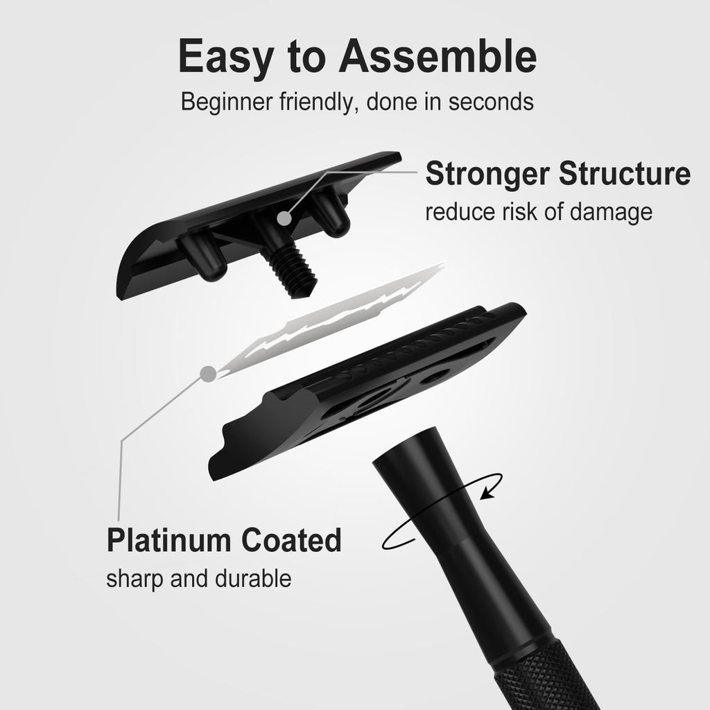 THURLADY Single Blade Safety Razors for Men, Matte Black