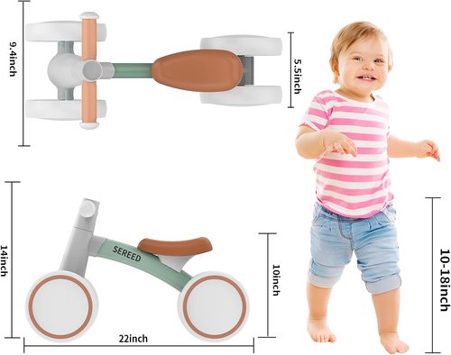 SEREED Baby Balance Bike - 4-Wheel Toddler Bike for 1-Year-Olds | Perfect First Birthday Gift