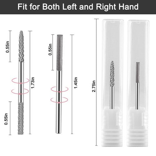 3XF Ultra Fine Cuticle Nail Drill Bit, 3/32" Medium Double Heads Safety Tungsten Carbide Cuticle Remover File Nail Drill Bit for Manicure Pedicure Acrylic Gel Home Salon