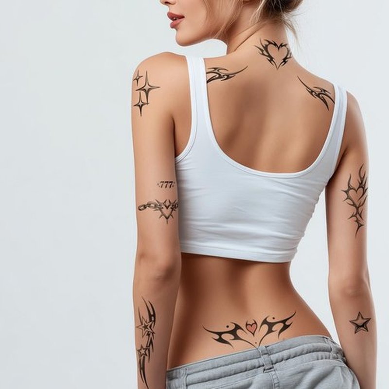 Pixel Hearts Cute Y2K Temporary Tattoos | Realistic Waterproof Fake Tats | Festival, Bachelorette, Halloween, Birthday Favors, Accessories