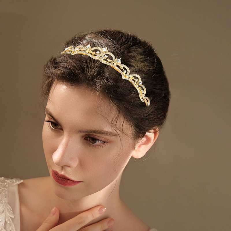 Vovii Gold Tiaras for Women, Gold Rhinestone Princess Crown Small Tiara for Women Halloween Costume Party Prom Bride Birthday