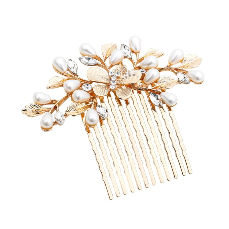 ZBJBinCH Bridal Hair Comb, The Latest Style Bridal Hair Accessories Is A Wedding Necessities, Pearl Hair Accessories for The Bride and Her Bridesmaids (Gold)