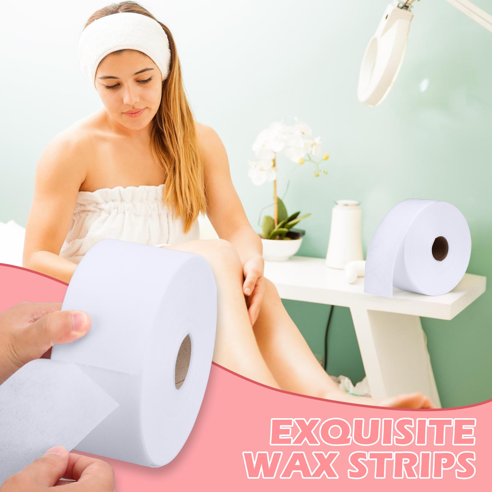200 Pcs Non Woven Wax Strip 2.8" X 44 Yards Pre-cut Waxing Strips Epilating Strips 1 Roll For Body Facial Tear-Resistant & Lint-Free Air 43.7 Yards Removal Paper Women Arms Legs Hair Cleaning Remover
