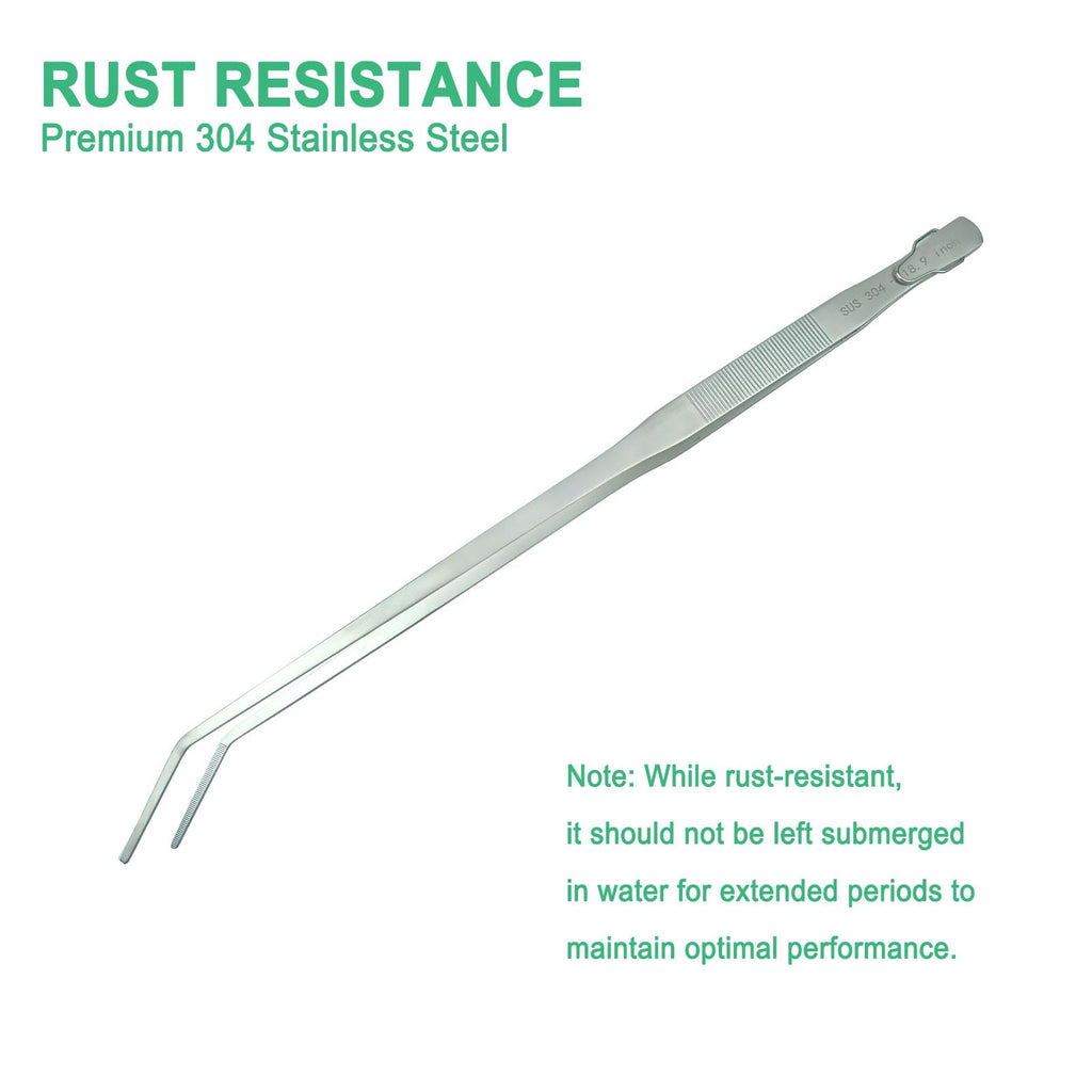 Gostur 18.9 inch Aquarium Tweezers with Hanger, Extra Long Feeding Tongs, Stainless Steel Large Aquascape Tools for Fish Tank, Terrarium, Aquascaping, Reptile Snake (Curved)