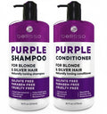 Skiennix Purple Shampoo and Conditioner Set - Sulfate & Paraben Free Toner for Platinum Blonde, Silver & Grey Hair (2 x 16 fl oz)
