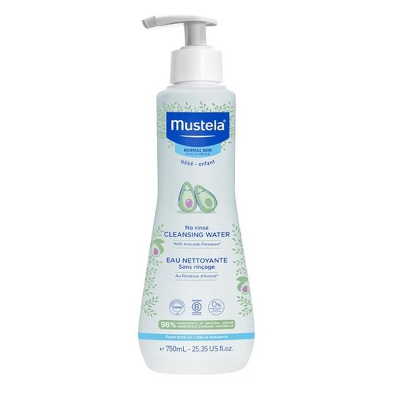 Mustela Baby Cleansing Water - No-Rinse Micellar Formula with Natural Avocado & Aloe Vera - 1 or 2-Pack Options