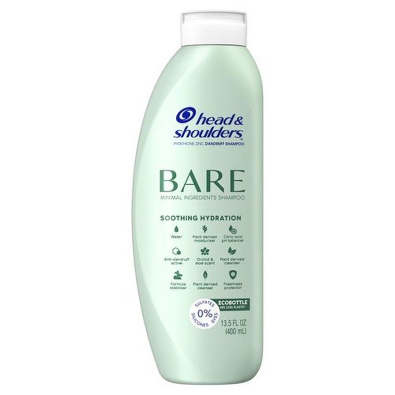 Head & Shoulders Anti-Dandruff Shampoo, BARE Soothing Hydration, 1% Pyrithione Zinc, Dry Scalp Relief, Free of Sulfates, Silicones, Dyes, 13.5 fl oz