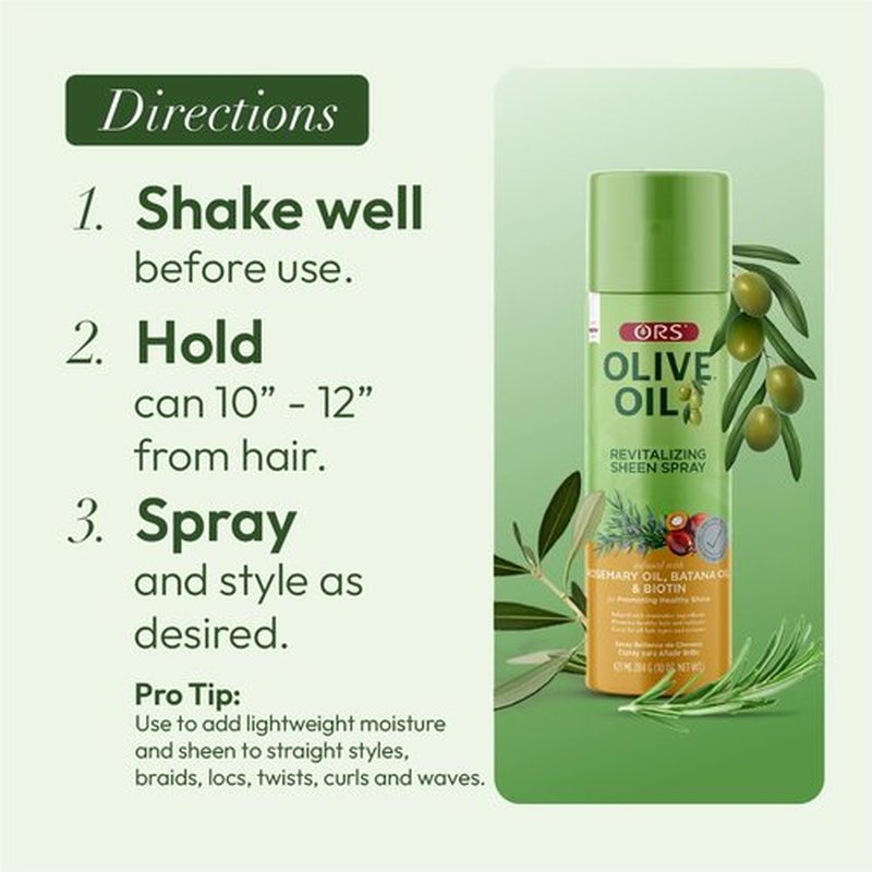 ORS Olive Oil Revitalizing Sheen Spray with Rosemary, Batana & Biotin Oil 10 Ounces