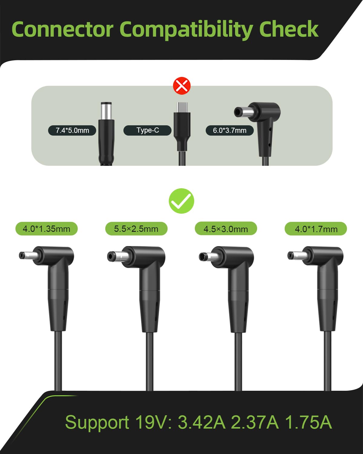 Dexpt Charger Compatible with ASUS Laptop Round Port, Laptop Charger Replacement for VivoBook, ZenBook & More, 65W/45W/33W, LED Indicator, 7.5 ft Power Cord
