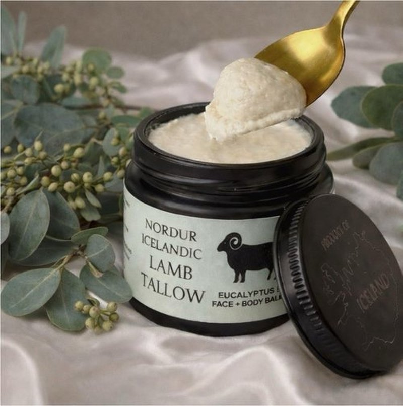 NORDUR 100% Icelandic Lamb Tallow for Skin Care - Face + Body - Whipped Moisturizer from Free Roaming Icelandic Lambs - Ultra Nourishing, 2 FL. oz. (Eucalyptus)