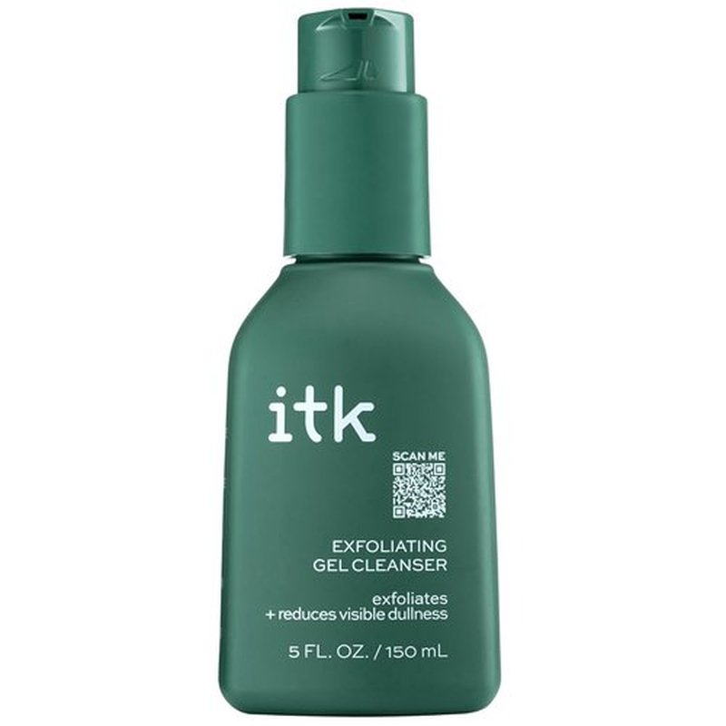 ITK Exfoliating Facial Gel Cleanser - Brightening Face Wash for Smooth, Even-Toned Skin - Glycolic Formula, 5 Fl Oz