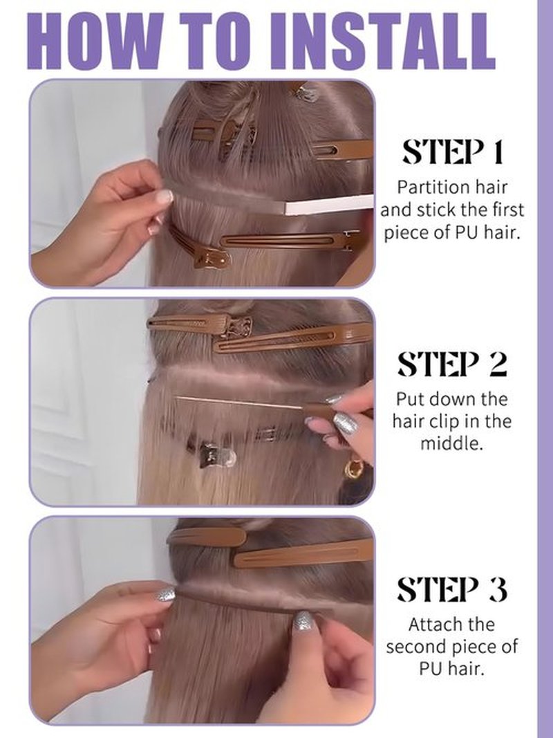 Anrosa Tape Weft Hair Extensions 22 Inch Tape in Genius Weft Tape in Hair Extensions Ash Blonde with Platinum Blonde Invisible Hand Tied Hair 60G