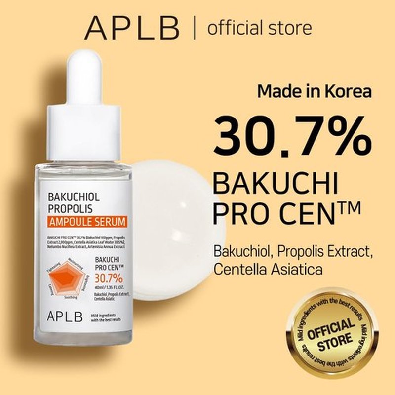 APLB Bakuchiol Propolis Ampoule Serum | BAKUCHI PRO CEN™ 30.7% 1.35 FL.OZ/Korean Skincare, Wrinkle care, Elasticity care, Revitalize for gentle and improve skin texture