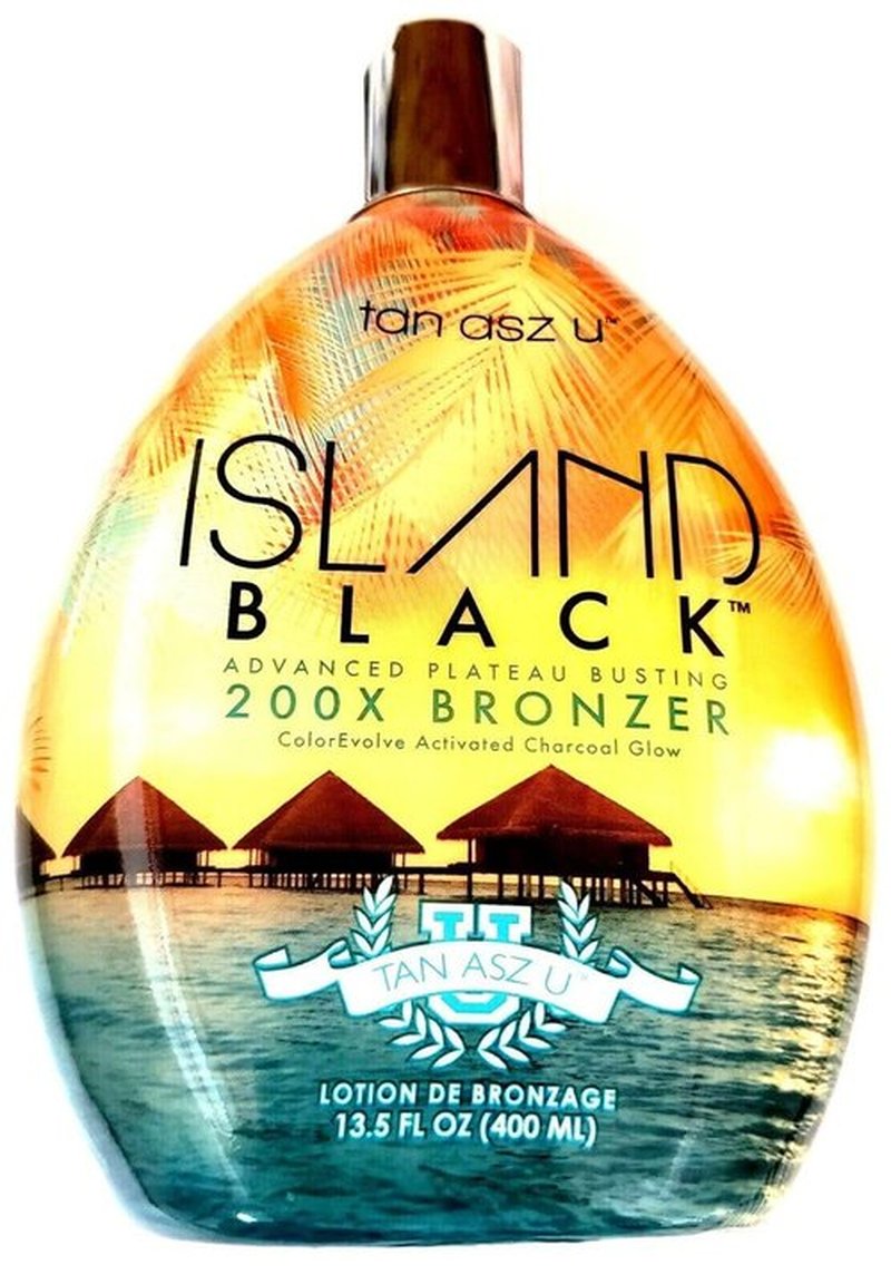 Tan Asz U Island Black 200x Tanning Lotion Bronzer for Indoor and Outdoor use and Plateau Busting Bronzer Dark Tanning - 13.5 oz.
