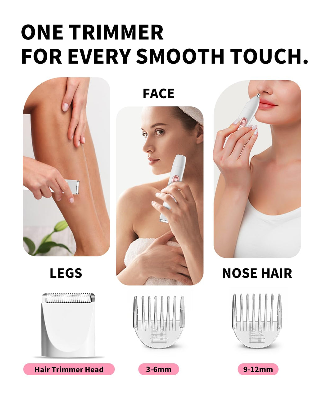 Ufree Bikini Trimmer Electric Razors for Women Dual Head, Pubic Body Hair Trimmer Electric Shaver for Face, Legs, Arm, Rechargeable Lady Shaver Waterproof, Summer Grooming Kit