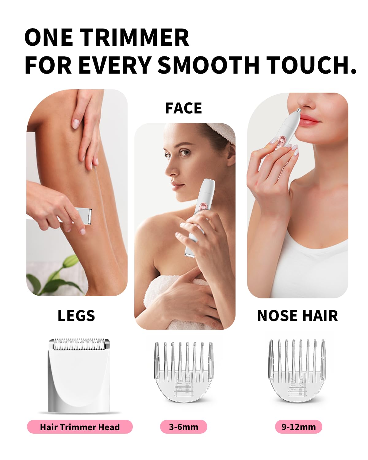 Ufree Bikini Trimmer Electric Razors for Women Dual Head, Pubic Body Hair Trimmer Electric Shaver for Face, Legs, Arm, Rechargeable Lady Shaver Waterproof, Summer Grooming Kit