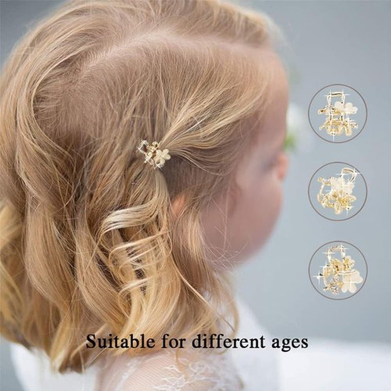Small Hair Claw Clips, Opal Rhinestone Hair Clamps, Grip Crystals for Thick, Thin, Long or Short Hair