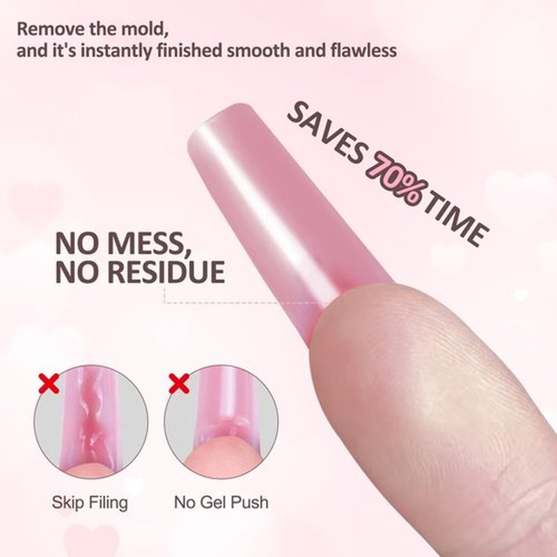 Sandwich Nails Dual Forms - 240Pcs Slim T-Shape Nail Mold for Quick Nails Extension, No Paper Forms Needed, 15 Sizes Plastic Form, Salon Nail Art Tools