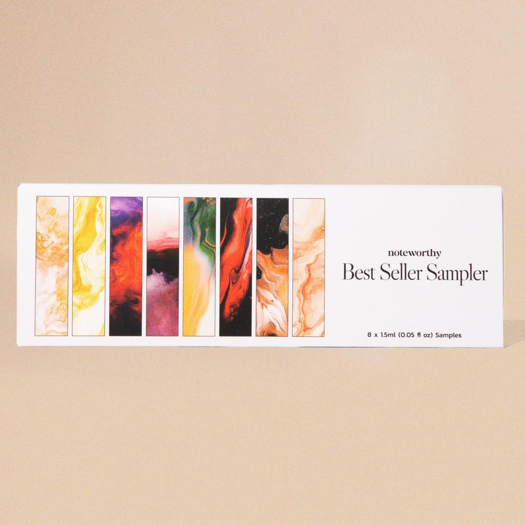Noteworthy Fragrance Sampler Set | Luxury Perfume Samples | Includes Credit Toward 100ml Purchase | Notes of Vanilla, Sandalwood, Citrus & More | Cruelty-Free, Made in USA (Best Sellers - 8 Samples)