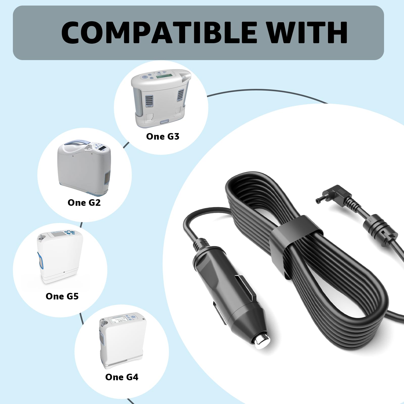 Norward Compatible with Inogen One g2 g3 g4 g5 Car Charger for Inogen One G5 Accessories Power Cord Replace BA-306 BA-301 BA-302 BA-303 Portable Oxygen Concentrator