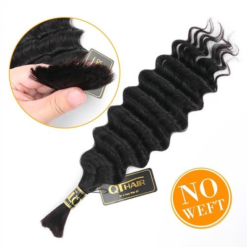 Deep Wave Bulk Hair for Braiding 18A Deep Water Wave Bulk Human Hair Brazilian Virgin Curly Human Hair 18 Inch 50g Curly Braiding for Boho Braids Micro Twist