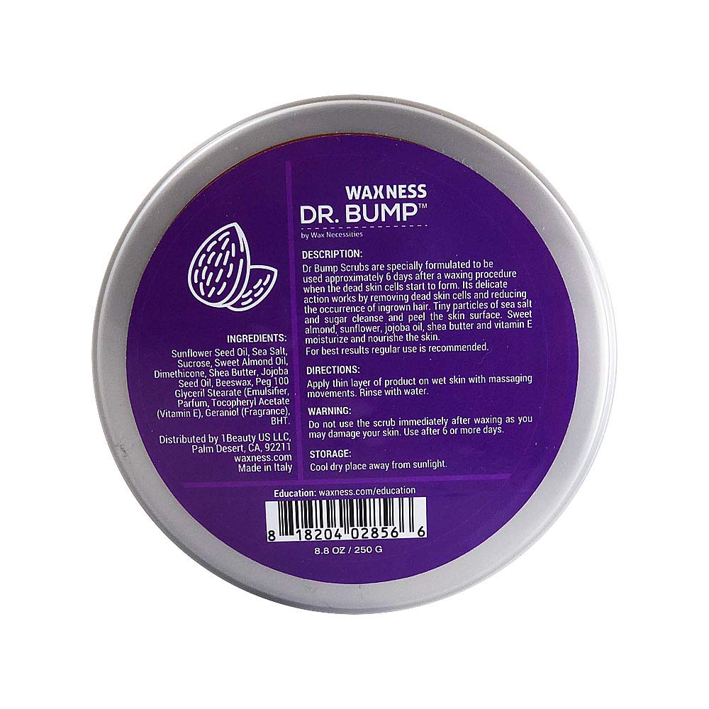 Waxness Dr. Bump Almond Delicate Exfoliating Scrub – Professional Pre & Post Wax Care – 8.8 oz (250 g) – Made in Italy