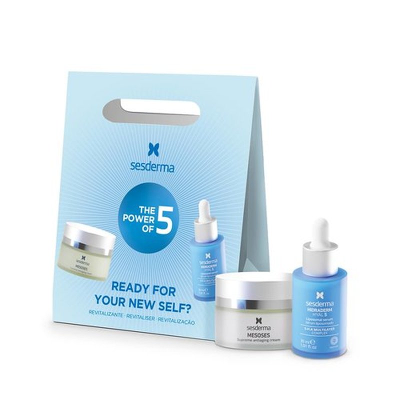 Sesderma Revitalizing Pack - Hydradrerm Hyal 5 Serum & Mesoses Cream | Hydrating Duo with 5 Types of Hyaluronic Acid for Smoother, Brighter Skin