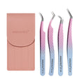 ANNAFRIS Eyelash Extension Tweezers,Fiber Tip Grip Boot Volume Lash Tweezers,Professional Pointed Lash Extension Tweezers for Easy Lash Application and Removal(4Pcs-F01/02/06/09)