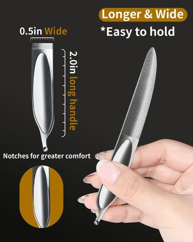 EBEWANLI Curved Nail File, Toenail File for Thick Toenails, 4.9inch Double Sided Metal Nail File, Stainless Steels Toe Nail Files for Thick Nails, Heavy Duty Fingernail File for Men and Woman