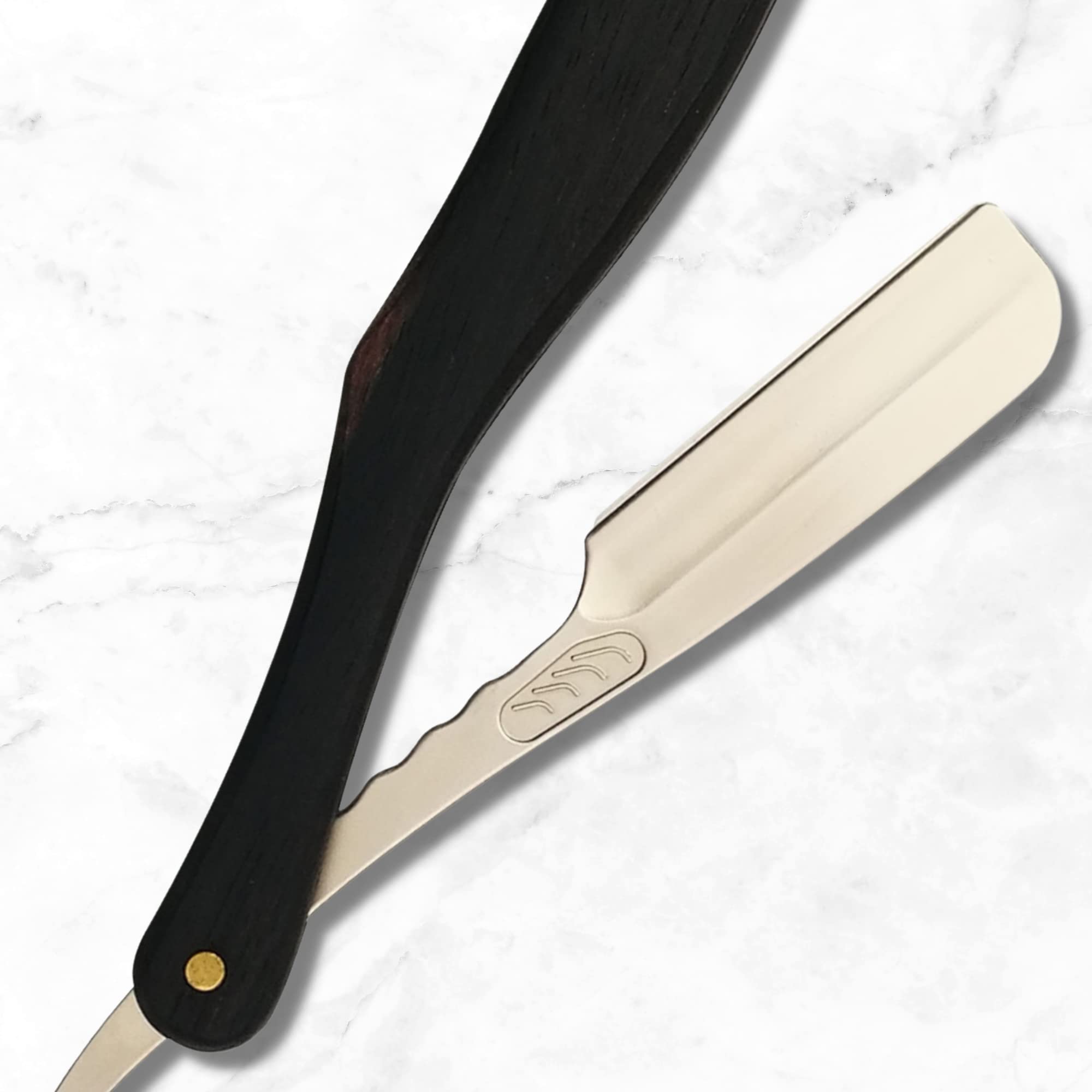 Straight Razor Shaving Solid Wood Handle and Saki Shears Blade (Ebony)