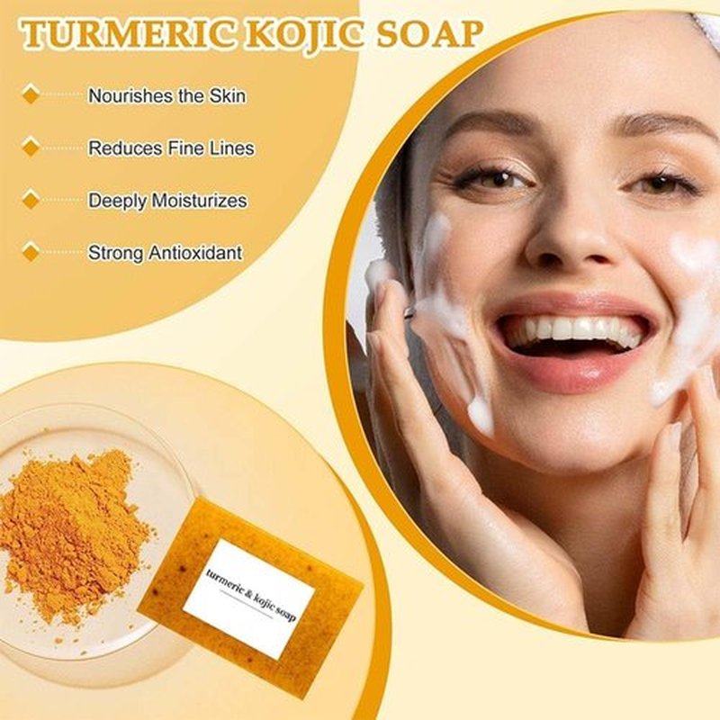 TPTAL Turmeric Wash and Care Two Piece Set, Tuemeric Facial Cleanser & Turmeric Soap Bar,Face & Body Cleanser, Tur-meric Face Wash and Natural Turmerics Handmade Soap, Deep Cleansing