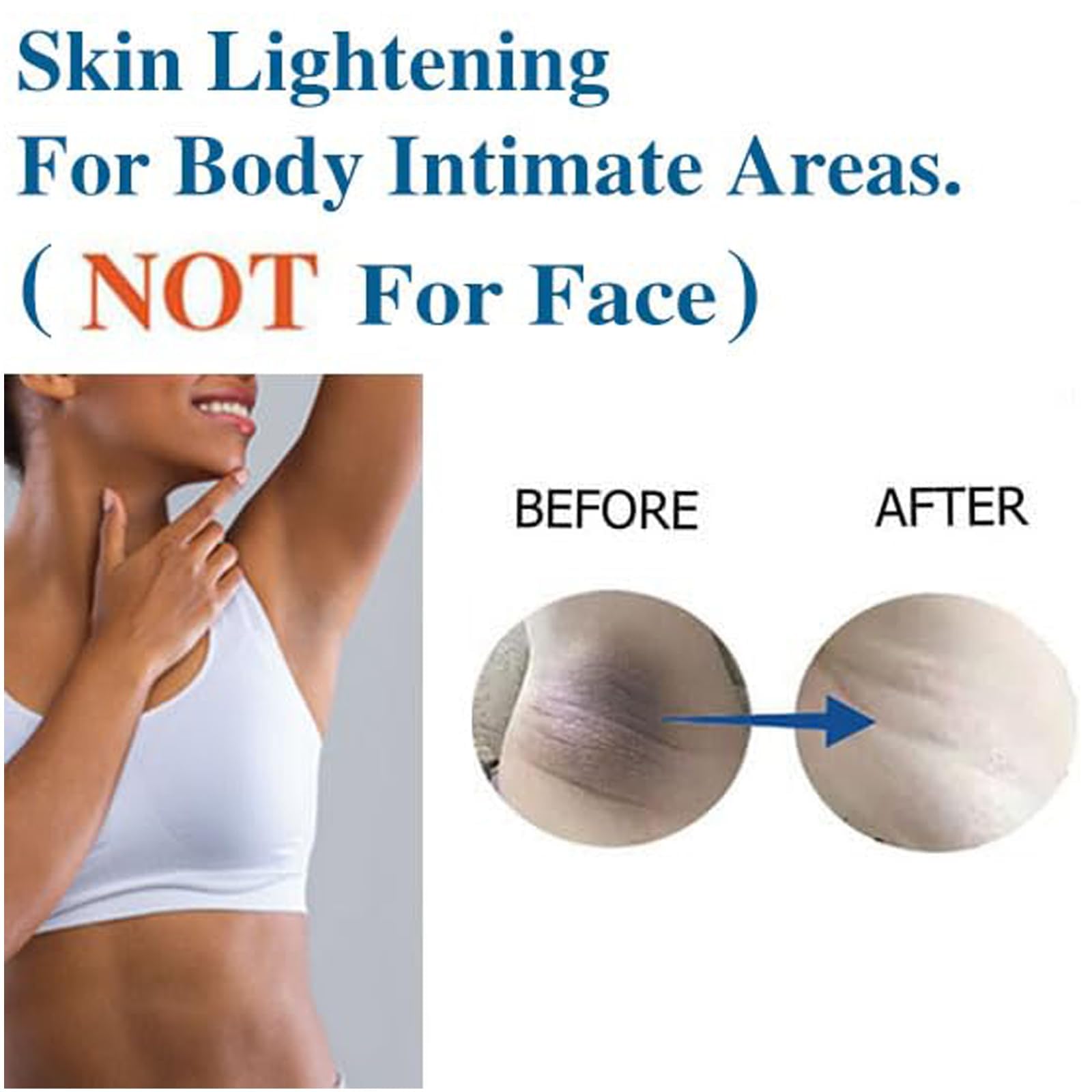 Intimate Areas Skin Lightening Cream Bleaching Cream For Body Sensitive Intimate Area, Private Parts, Underarm, Knees, Elbows, Inner Thigh, Bikini Areas, Bikini Line, Natural Skin Whitening.